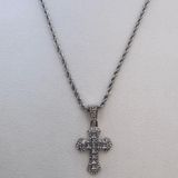 CZ Cross Pendant Necklace for Men Women,Streetwear Punk Hip Hop Unisex Style Silver Photo 0