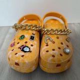 Crocs  Women's Classic Platform Graphic Clogs Orange yellow white Sorbet Size 7 Photo 0
