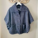 Aerie  Button Up Poncho Sweater Charcoal Gray Sz XS Photo 0