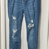 Judy Blue  Distressed Button Fly Skinny Fit Women's Blue Jeans Size 5/27 Photo 0