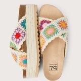 Dirty Laundry Plays Natural Multi Crochet Espadrille Flatform Slide Sandals Photo 0