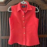 Liz Claiborne JACKET by Crazy Horse  Deep Red  Sleeve  Less Button Up Women’s Shi Photo 0