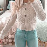 Maeve Beige Button Up Cardigan  Photo 0