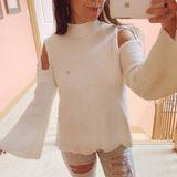 Rachel Roy White Bell Sleeve Cut Out Sweater  Photo 0