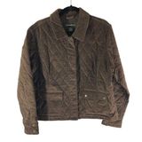 Eddie Bauer Womens Quilted Corduroy Jacket Zip Button Pockets Dark Brown XL Photo 0