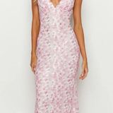 Beginning Boutique Pink Lace Maxi Dress Photo 0