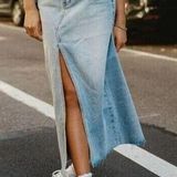 PARKE Center Slit Midi Maxi Jean Skirt Size XXS Photo 0
