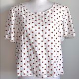 Orange Creek  Brown Polka Dot Linen Top Photo 0
