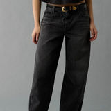 American Eagle Skater Jeans Womens 6 Black Low Rise Wide Leg Baggy Y2K Grunge Photo 0