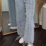 Edikted NWT Lace Up Low Rise Jeans size small Photo 0