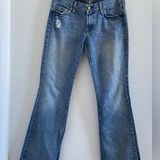 7 For All Mankind  Blue Distressed Flare Jeans Size 30 Photo 0