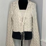 Arizona Jeans New Arizona Pointelle beige crochet cardigan set 100% cotton size XL Photo 0