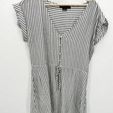 Sanctuary White Black Striped Tie Waist V Neck Summer Work Dress Women's M Photo 0