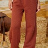 SheIn Elastic Waisted Quilted Pants Photo 0