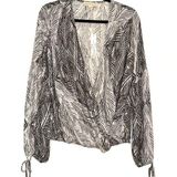 Lovestitch NWT Surplice Leaf Print Long Sleeve Blouse MEDIUM Photo 0