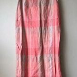 Parisian Vintage  100% Linen Plaid Pink Maxi Skirt Lined Size 8 Preppy Photo 0