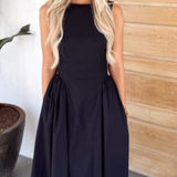 Mabel Black poplin sleeveless midi dress Photo 0