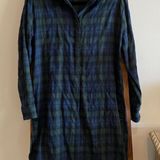 Madewell Blackwatch Tartan Blue, Black & Green Plaid Long Sleeve Shirt Dress Photo 0