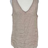 Elie Tahari New Tahari Essentials 100% Linen Neutral V-Neck Sleeveless Tank Top Photo 0