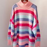 Crown & Ivy NWT Cabana Striped Mock Neck Tunic Sweater Photo 0
