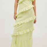 Nasty Gal | Neon Yellow Tiered Ruffle Chiffon Maxi Dress Size 4 Photo 0