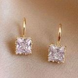 Women's CZ Cubic Zirconia Diamond Dangle Drop Hook Earrings Gold Photo 0
