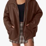 JACK Brown Leather Jacket Photo 0