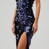 Amanda Uprichard Navy Sequin Dress Photo 0