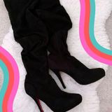 Wild Rose Black Suede Over-the-Knee Boots Photo 0