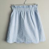 Lauren James  Blue White Seersucker Skirt Scalloped Hem Size Small Pockets Photo 0