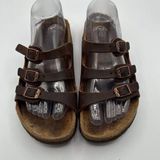 Birkenstock Womens Size 38 US 7 Florida Leather Sandals Strappy Slip On Brown Photo 0