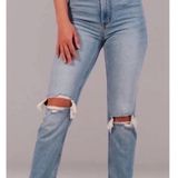 Abercrombie & Fitch Abercrombie The Ankle Straight Ultra High Rise Distressed denim Jeans light wash Photo 0