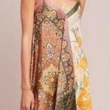 Anthropologie Tiny Sebou Scarf-Printed Satin Midi Dress M Photo 0