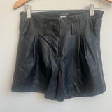Venus  woman's size 2  Black‎ Faux Leather Shorts Pleated High Waist Dressy Party Photo 0