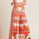 Farm Rio for Anthropologie Floral Paradise Wide Leg Knit Pants - L Photo 0