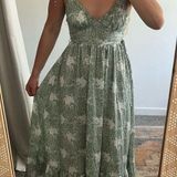 Sage Green Floral Midi Dress Photo 0