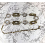 American Vintage Vintage Boho Western Chunky Chain Link Belt Gold Silver Tone Circle Rectangle Photo 0