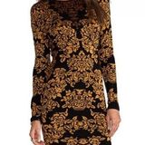 Torn By Ronny Kobo Mammie Bodycon Mini Dress in Floral Gold Combo Size Medium Photo 0