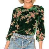 J.O.A. Velvet Top floral burn out long sleeve womens Green xsmall cocktail party Photo 0
