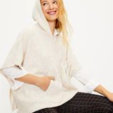 Loft Hoodie Poncho Cream V-neck Hooded Short Sleeve Sweater Size XS/S Photo 0