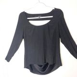 Jay Godfrey Blouse Silk Black Women’s Sz 2 Flowy Long Sleeves Open Drapey Back Photo 0