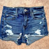 American Eagle AEO Medium Wash Cut Off Hi Rise Shortie Photo 0