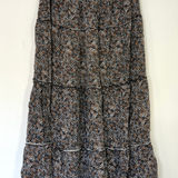 Japna  Skirt Brown Black White Spotted Tiered Maxi Skirt Boho Size Large Photo 0