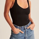 Abercrombie & Fitch  Corset Black Bodysuit Seamless Fabric Soft Collection Size L Photo 0