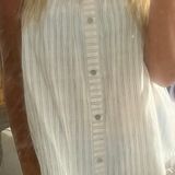 Doe & Rae Brown And White Striped Strapless Flowy Shirt Photo 0