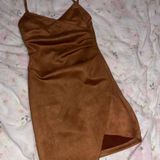 Iris Brown tan taupe suede short dress  Photo 0