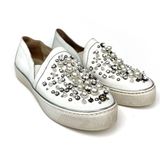 Stuart Weitzman White Leather Decor Embellished Pearl Platform Sneakers Photo 0