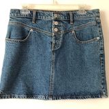 Lucky Brand Denim Mid Rise Button Fly Mini Skirt Photo 0