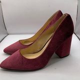 Jessica Simpson  Burgundy Velvet Chunk Heel Pumps size 9.5 F5 Photo 0