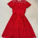 Maggy London  Red Lace Midi Dress Photo 0